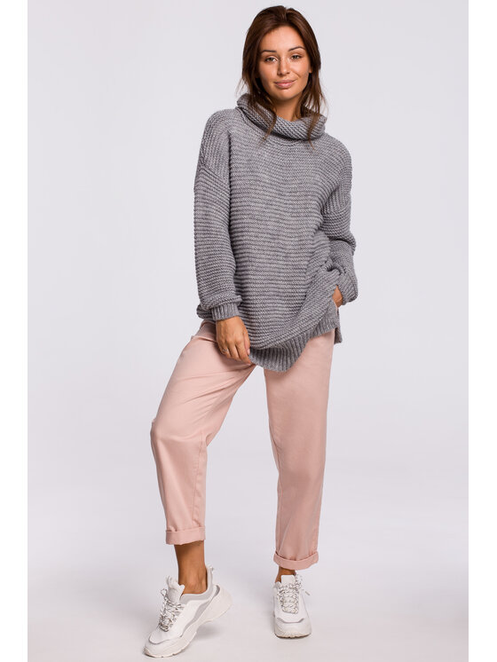 BeWear BeWear Sweter bk047 Szary Custom Fit