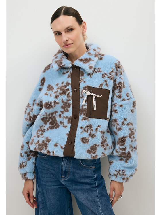 BIZUU BIZUU Kurtka przejściowa TEDDY FLORAL FLEECE JACKET Niebieski Standard Fit