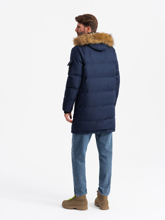 Ombre Ombre Parka OM-JALJ-0182 Granatowy Regular Fit