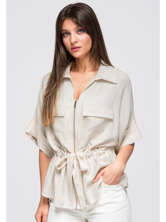Ombre Ombre Bluzka OW-TS-E0050 Beżowy Loose Fit