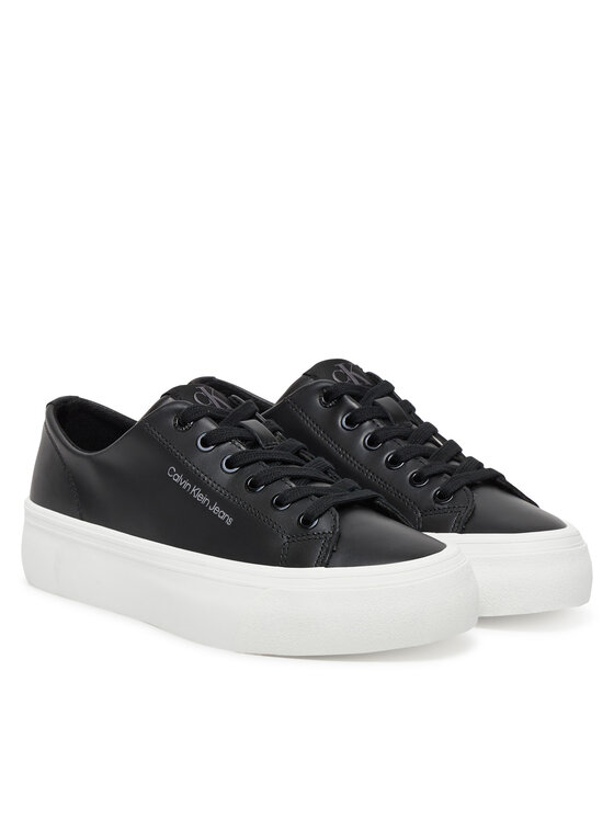 Calvin Klein Jeans Calvin Klein Jeans Laisvalaikio batai Vulc Flatform Low Mg Lth YW0YW01771 Juoda