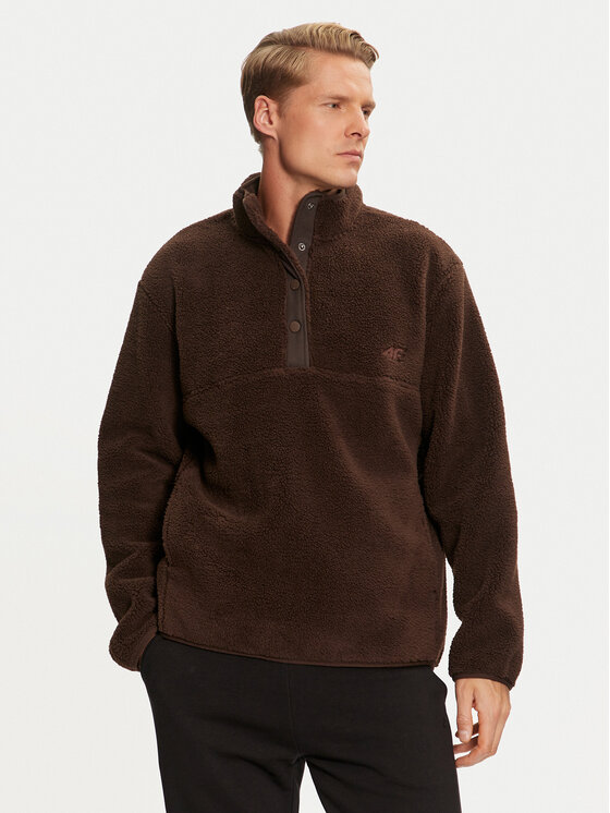 4F 4F Fleecová mikina 4FWAW24TFLEM251 Hnedá Regular Fit