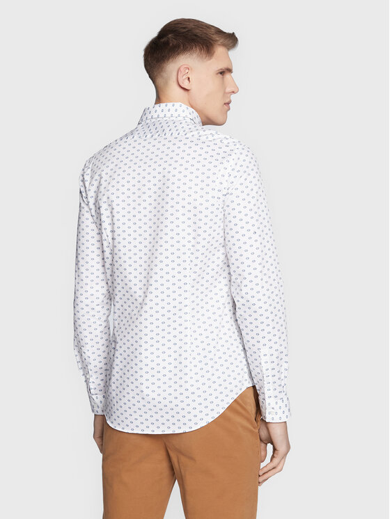 Camicia Logo Print K10K110930 Bianco Slim Fit
