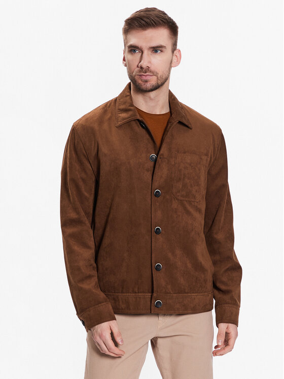 Sisley Geacă din imitație de piele 2CF6SN01S Maro Regular Fit