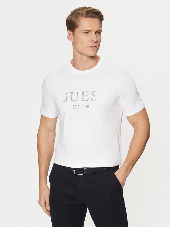Guess Guess T-Shirt M5RI12 J1314 Bílá Slim Fit
