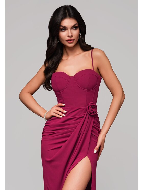 Ombre Ombre Sukienka wieczorowa LA-OM-DLR145 Czerwony Regular Fit