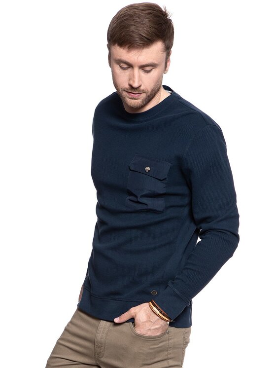 Mustang Mustang Maglione BEN C WAFFLE Blu Regular Fit