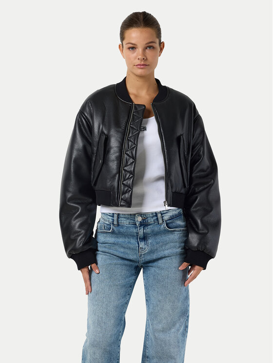 Noisy May Noisy May Geacă din imitație de piele Eileen 27032426 Negru Relaxed Fit