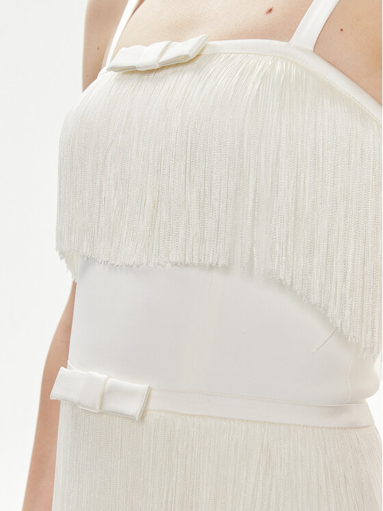 Elisabetta Franchi Elisabetta Franchi Коктейлна рокля AB-635-42E2 Бял Regular Fit