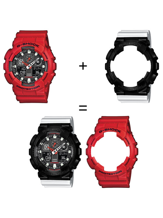 Casio Casio Zegarek SET GA-100B-4AER + BEZEL 10523429 + PASEK 10347710 Biały