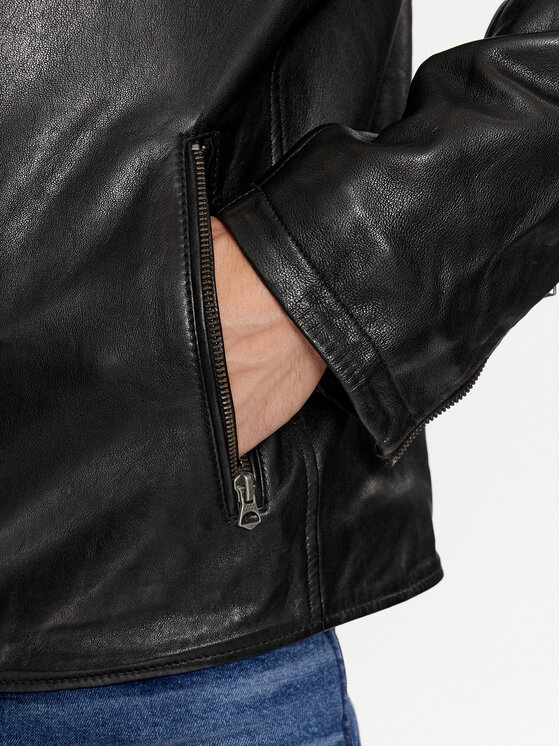 Pepe Jeans Pepe Jeans Kurtka skórzana Brewster PM402847 Czarny Regular Fit