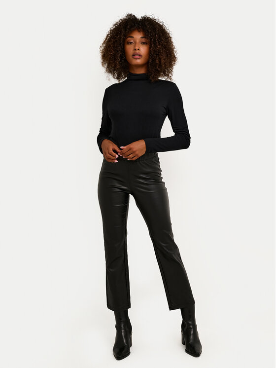 Kaffe Kaffe Hose aus Kunstleder Ada 10503875 Schwarz Slim Fit