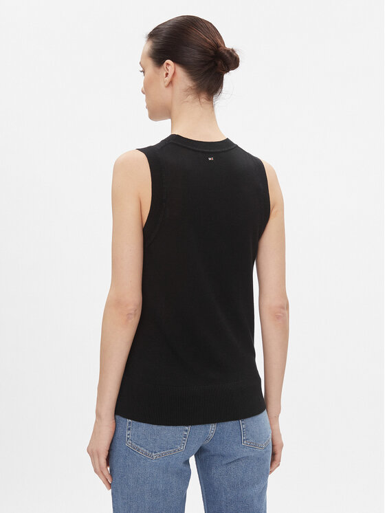Tommy Hilfiger Tommy Hilfiger Πουλόβερ Md Lyocell Silk Blend Vest WW0WW40980 Μαύρο Regular Fit