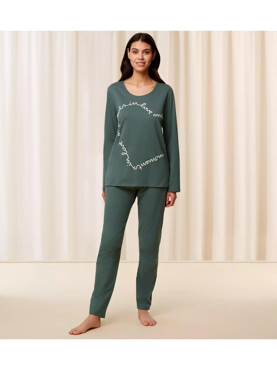 Triumph Triumph Piżama Sets PK 03 LSL X Zielony Regular Fit
