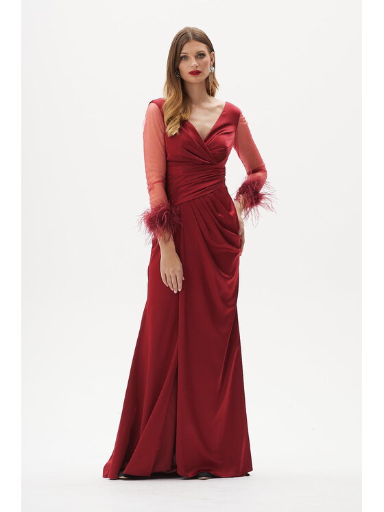 Castellani Castellani Sukienka Cande Bordowy Regular Fit