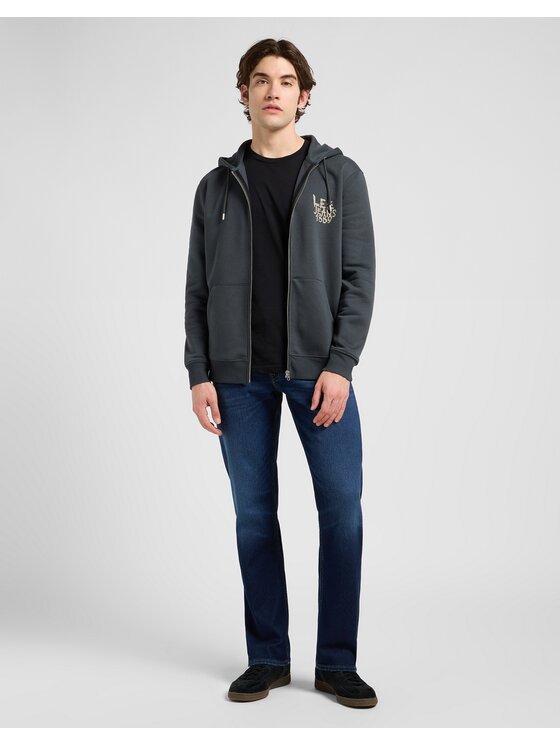 Lee Lee Bluza Zip Hoodie Czarny Regular Fit