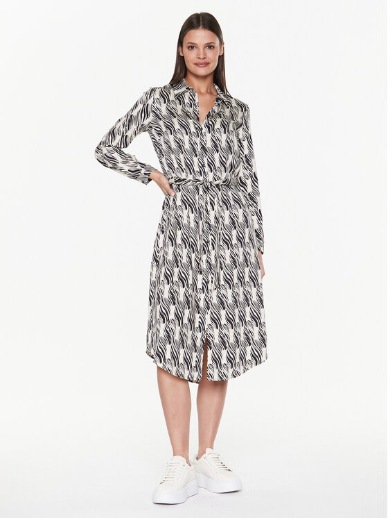 Sisley Sisley Haljina košulja 4UUFLV03A Écru Regular Fit