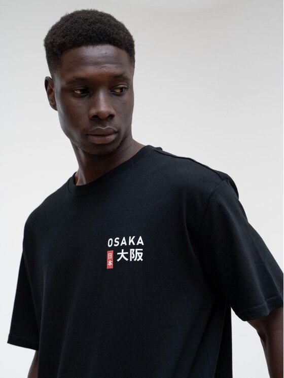 MyStars MyStars T-Shirt Koszulka Z Krótkim Rękawem Oversize Męska Czarna MyStars Osaka XL Czarny Oversize