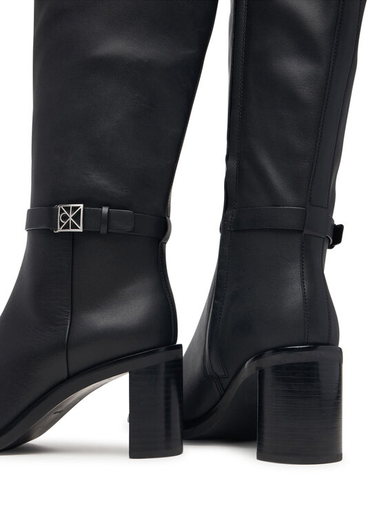 Calvin Klein Calvin Klein Ilgaauliai Block Heel High Boot Lth Hdw HW0HW03178 Juoda