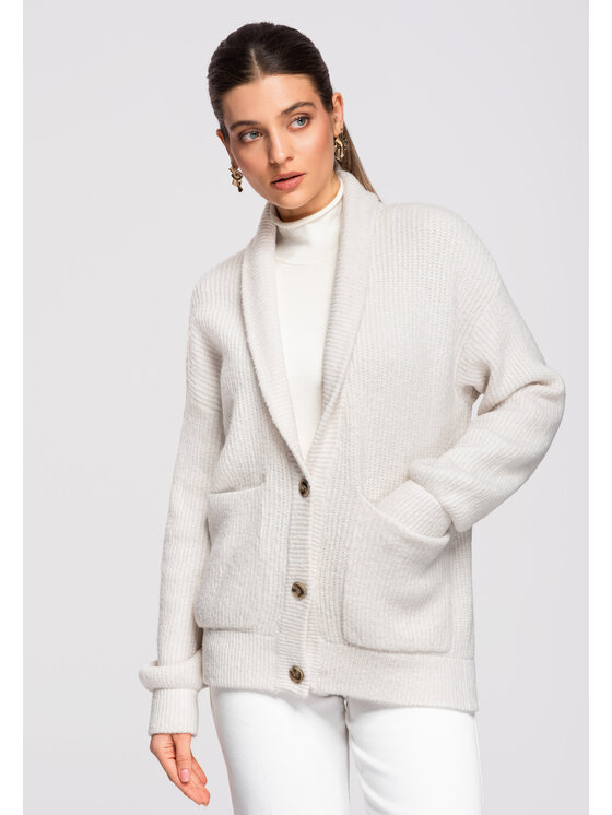 Ombre Ombre Kardigan OW-SWCD-0104 Kremowy Oversize