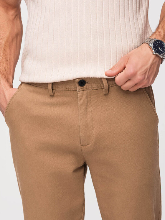 Ombre Ombre Chinosy OM-PACP-0294 Brązowy Slim Fit