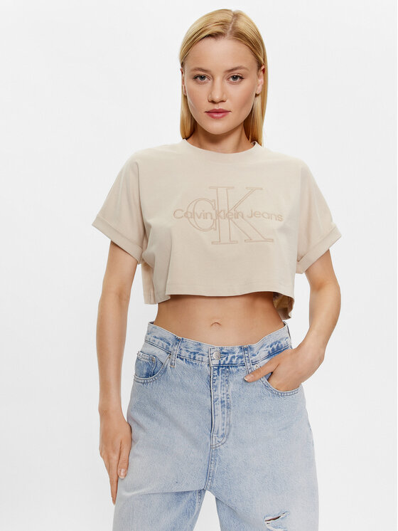 Calvin Klein Jeans Tricou J20J221048 Bej Relaxed Fit