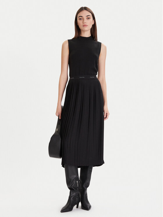 Calvin Klein Calvin Klein Faltenrock LV044D632G Schwarz Regular Fit