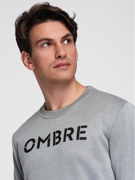 Ombre Ombre Bluza B1711 Szary Regular Fit