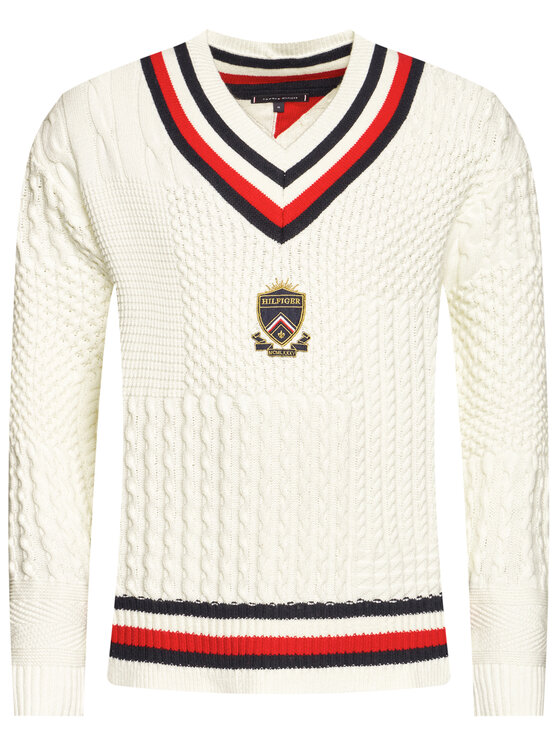 Tommy Hilfiger Pull Patchwork Cable Cricket MW0MW14431 Beige Regular Fit