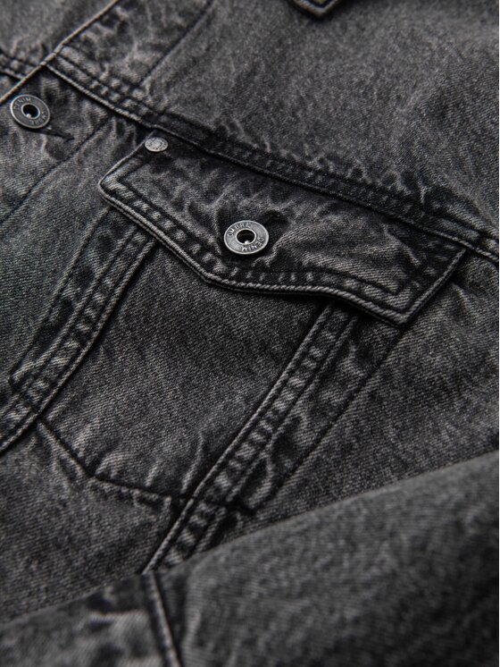 Ombre Ombre Kurtka jeansowa OM-JADJ-0219 Szary Regular Fit