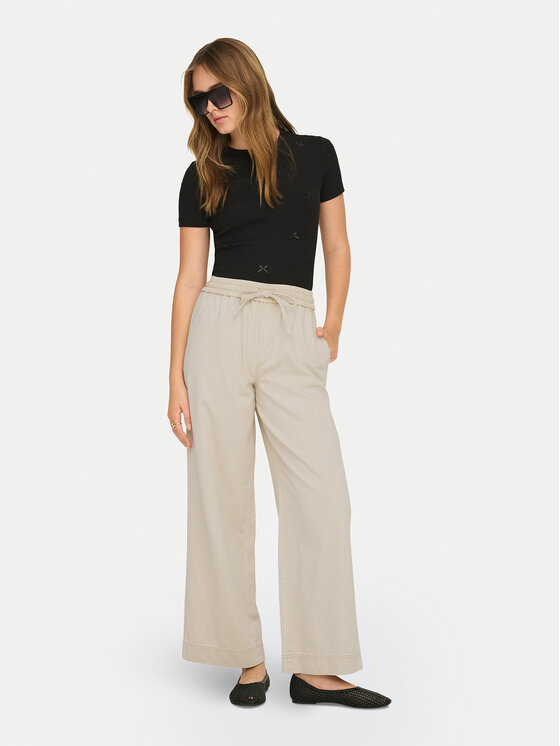 ONLY ONLY Kalhoty z materiálu Maisa 15367380 Béžová Wide Leg