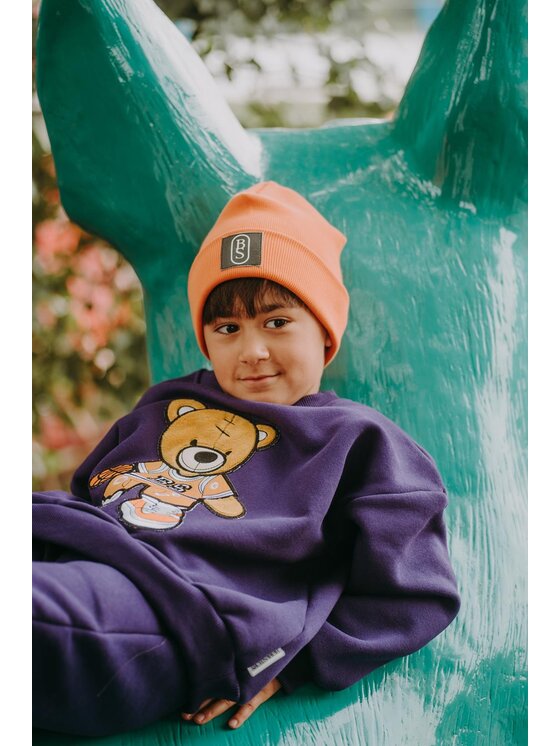 Bejbi Story Bejbi Story Bluza Bluza oversize Brandon Teddy bez kaptura Fioletowy Oversize