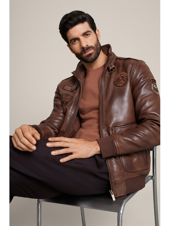 Lancerto Lancerto Kurtka skórzana Draven KU068226000008 Brązowy Regular Fit