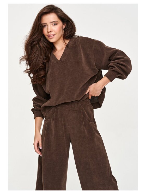 Makadamia Makadamia Dres M952 Brązowy Loose Fit