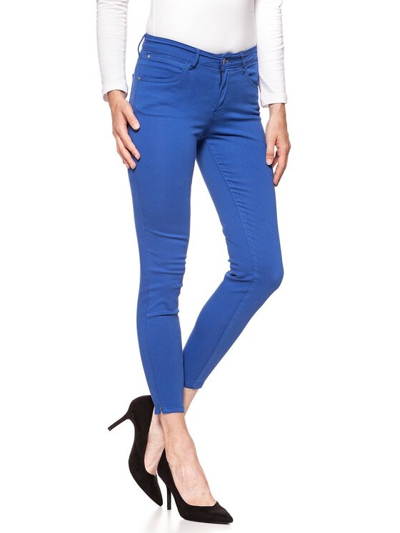 Wrangler Wrangler Spodnie materiałowe SKINNY CROP Niebieski Slim Fit