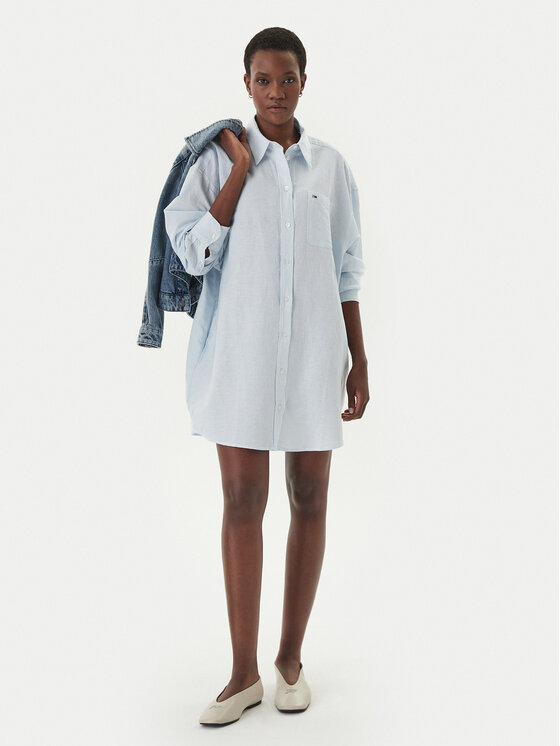 Tommy Jeans Tommy Jeans Haljina košulja DW0DW22344 Svijetloplava Relaxed Fit