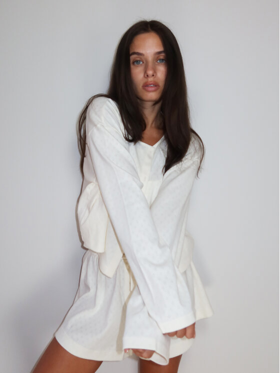 MissDenim MissDenim Mikina Pajama Overshirt Béžová Regular Fit