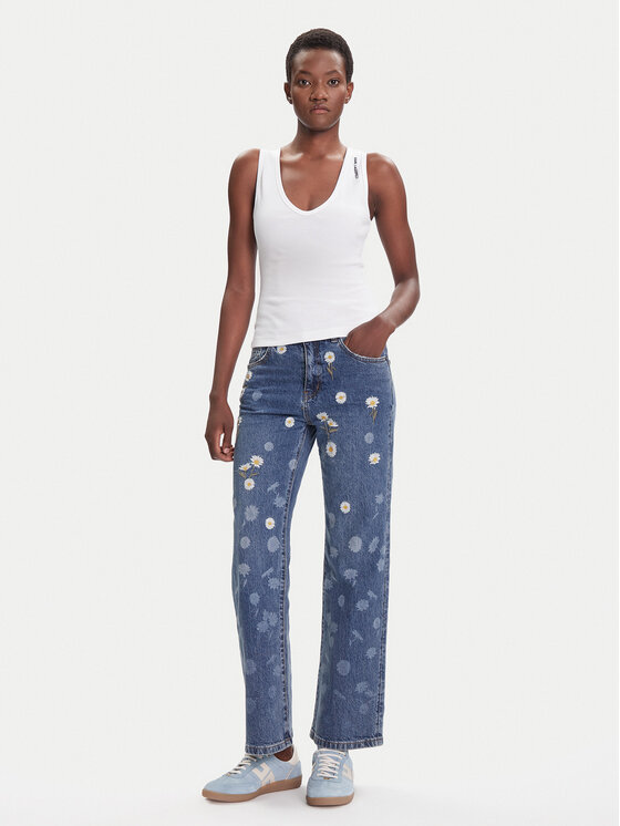 Desigual Desigual Džínsy Daisys 25WWDD16 Modrá Straight Fit