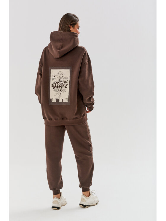 NAOKO Naoko Mikina Dobby Hnědá Oversize