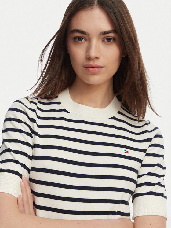 Tommy Hilfiger Tommy Hilfiger Pulover WW0WW49705 Alb Slim Fit