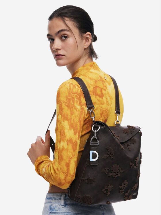 Desigual Desigual Zaino BACK_STENCIL FLOCADO JERSEY 2.0 MINI Marrone