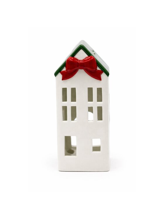 MIAhome MIAhome Figurka ceramiczny domek na tea-lighty 20,4x9x8,9 cm Biały