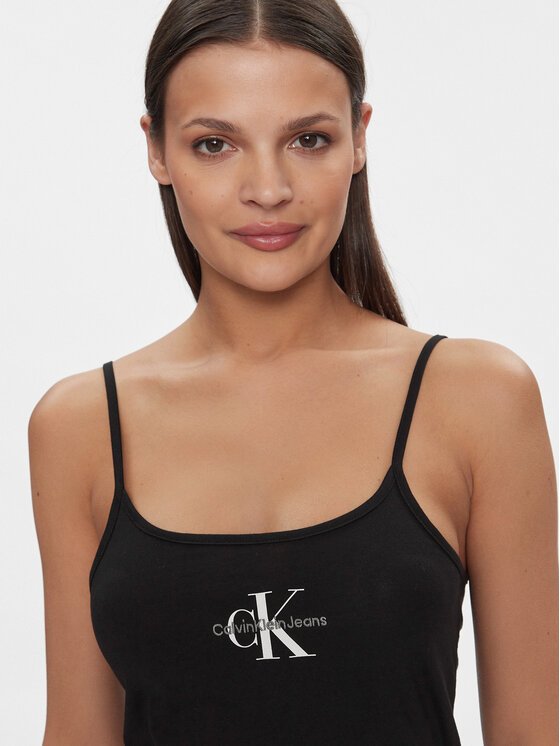 Calvin Klein Jeans Calvin Klein Jeans Top Monologo J20J223105 Čierna Slim Fit