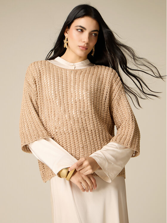 Oltre Oltre Maglione M576E001971N002 Crema Baggy Fit