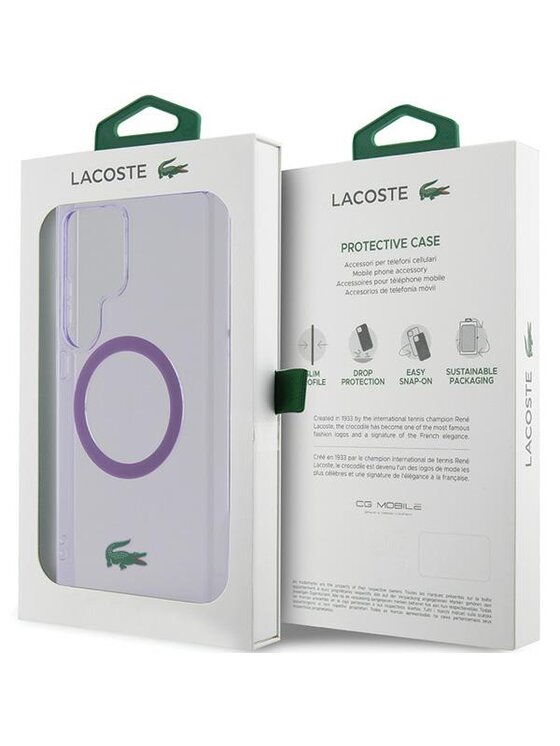 Lacoste Lacoste Etui na telefon Transparent MagSafe Fioletowy