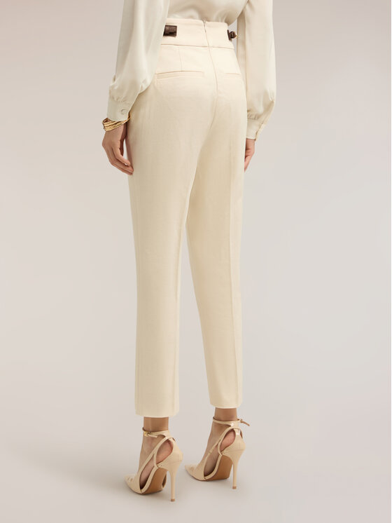 Motivi Motivi Pantaloni di tessuto P040Q004446N0R2 Crema Regular Fit