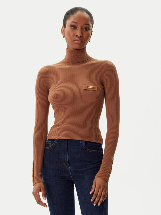 Elisabetta Franchi Elisabetta Franchi Bluză cu gât MK-11B-56E2-V290 Maro Slim Fit