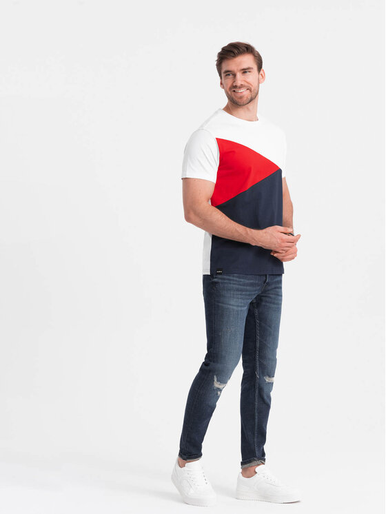 Ombre Ombre T-Shirt OM-TSCT-0174 Czerwony Regular Fit