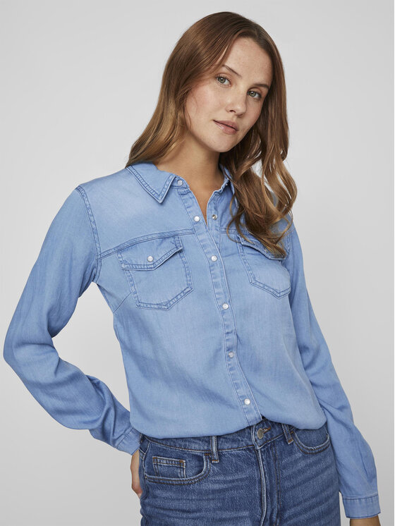 Vila Vila Jeans srajca Bista 14033008 Modra Regular Fit