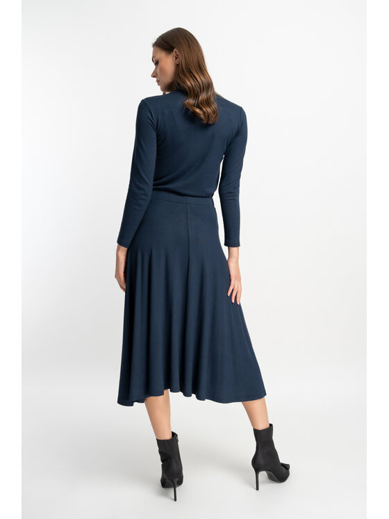 CLICK CLICK Midi sukňa 50-714 Tmavomodrá Classic Fit